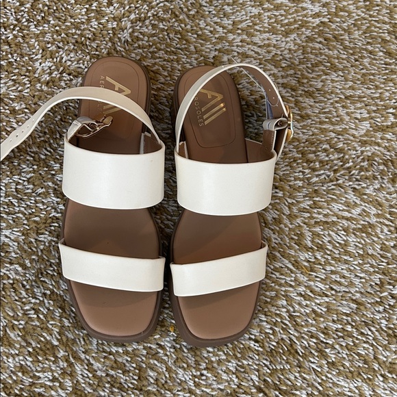 Aldo Cream and Brown Sandals - Picture 1 of 6